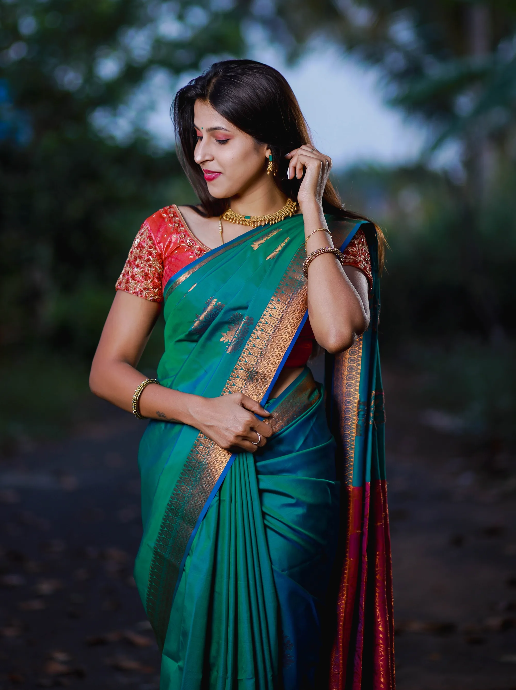 Celebrity Inspired Saree — Tamil Nadu saree model, SRI SAI RAGHAVENDRA TEX